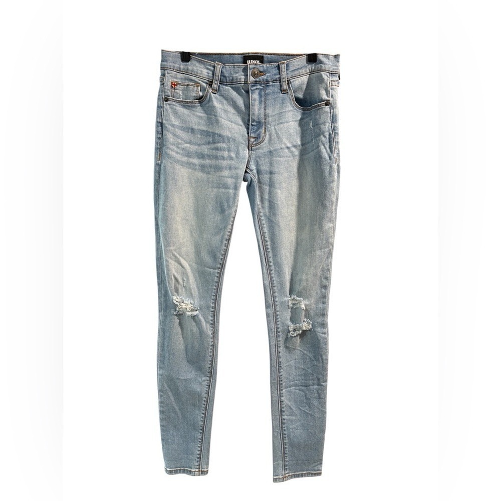 Hudson Krista Super Skinny Distressed Jeans Light Wash Blue Size 27